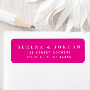 SIMPLE STYLISH CUSTOMIZED WEDDING HOT PINK ADDRESS RETURN ADDRESS LABEL