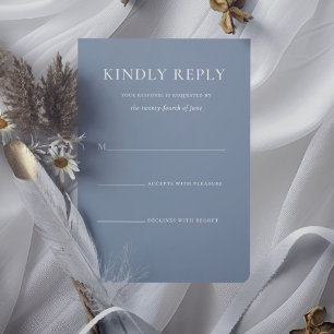 Simple Stylish Dusty Blue Monogram Formal Wedding RSVP Card