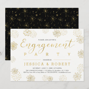 Simple Stylish Gold Wedding Engagement Party Invitation
