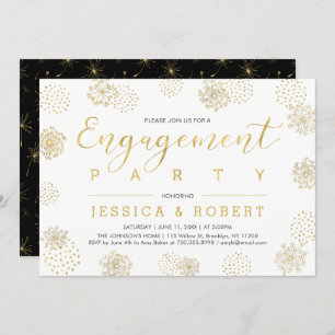 Simple Stylish Gold Wedding Engagement Party Invitation