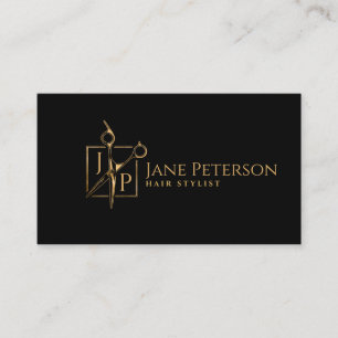 Simple stylish Hairstylist monogram Business Card