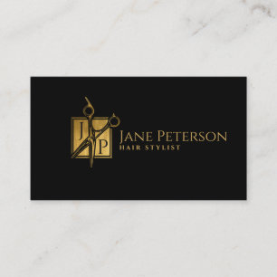 Simple stylish Hairstylist monogram Business Card