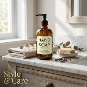 Simple Stylish Hand Soap Custom Text Square Sticker