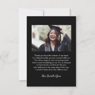 Simple Stylish Heart Calligraphy Script Graduation Thank You Card