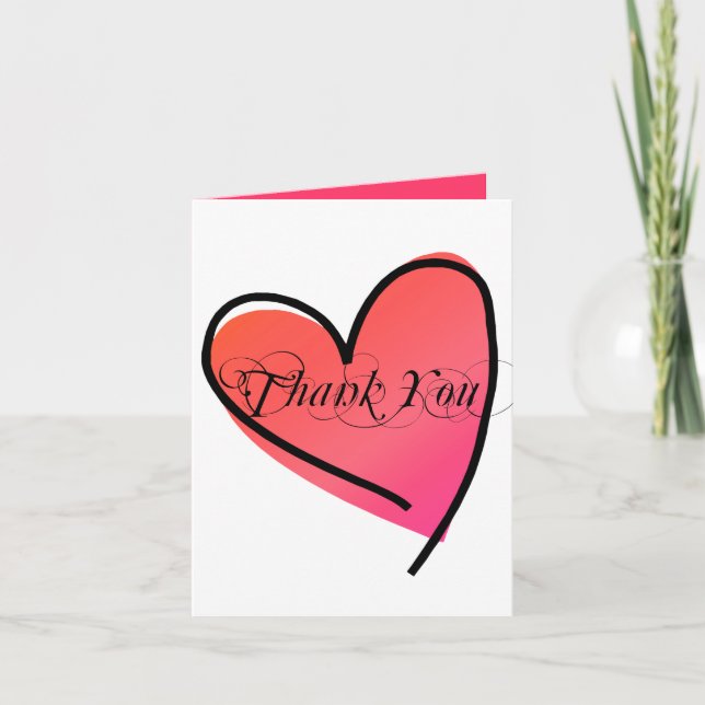 Simple Stylish Heart Wedding Thank You Card (Front)