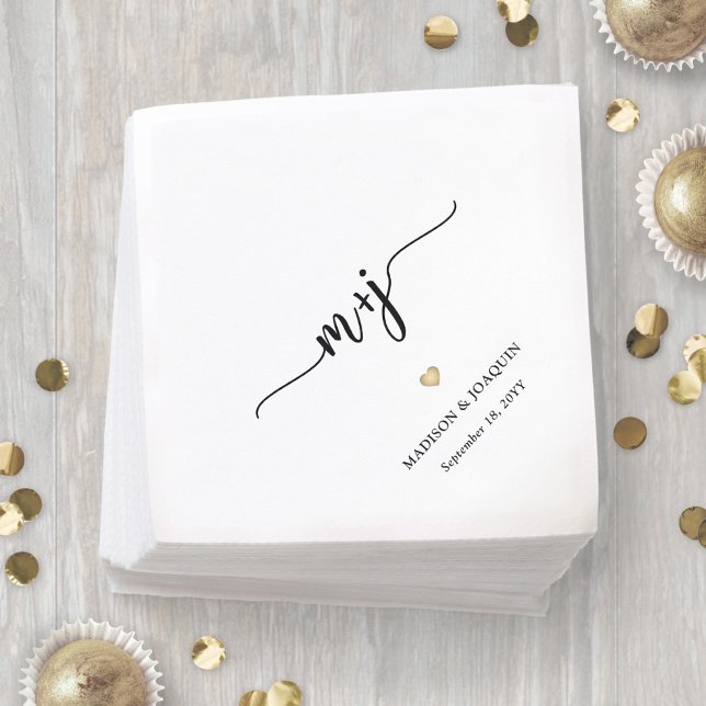 Simple Stylish Initials Modern Monogrammed Wedding Napkin (Creator Uploaded)