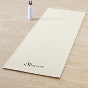 Simple Stylish Ivory Script Typography Custom Name Yoga Mat