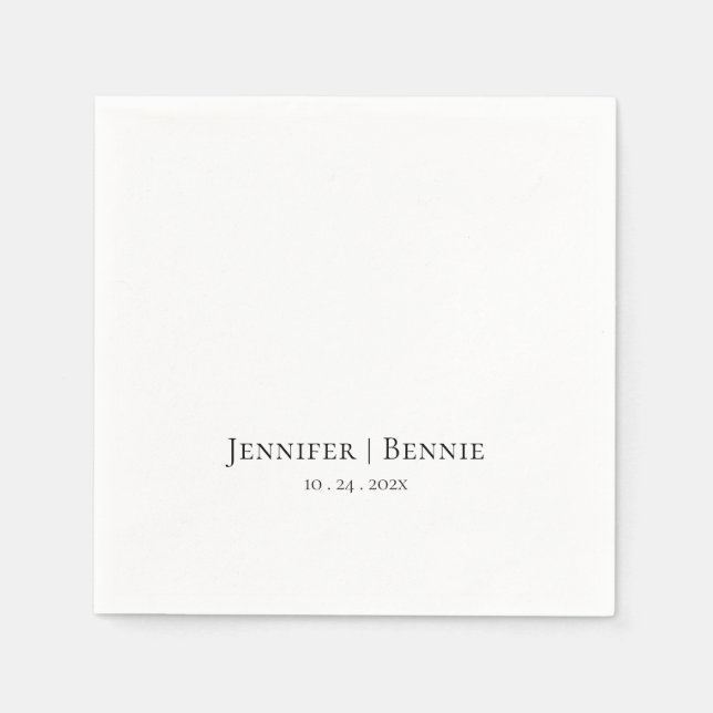 Simple Stylish Modern Chic Minimalist Wedding Napkin (Front)