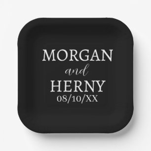 SIMPLE STYLISH MODERN CLASSIC WEDDING NAME PAPER PLATE