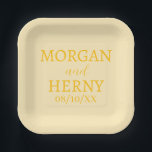 SIMPLE STYLISH MODERN CLASSIC WEDDING NAME PAPER PLATE<br><div class="desc">CUSTOMIZED NAME STYLISH MODERN ELEGANT WEDDING COLOUR PAPER PLATES.</div>