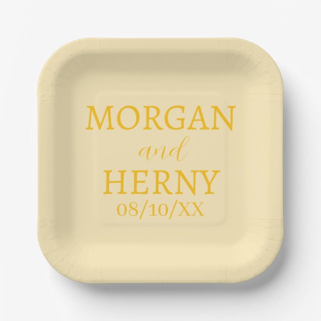SIMPLE STYLISH MODERN CLASSIC WEDDING NAME PAPER PLATE (Front)