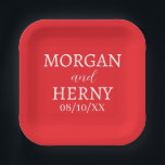SIMPLE STYLISH MODERN CLASSIC WEDDING NAME PAPER PLATE<br><div class="desc">CUSTOMIZED NAME STYLISH MODERN ELEGANT WEDDING COLOUR PAPER PLATES.</div>