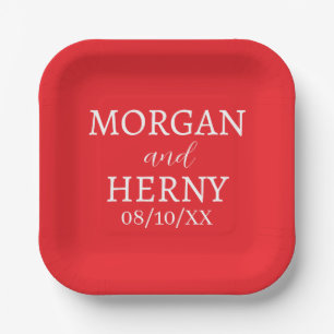 SIMPLE STYLISH MODERN CLASSIC WEDDING NAME PAPER PLATE