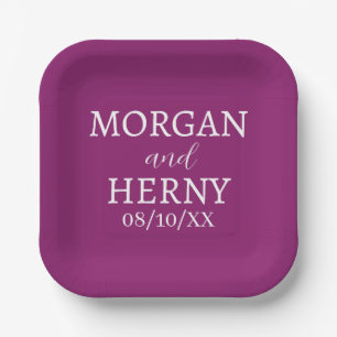 SIMPLE STYLISH MODERN CLASSIC WEDDING NAME PAPER PLATE