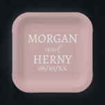 SIMPLE STYLISH MODERN CLASSIC WEDDING NAME PAPER PLATE<br><div class="desc">CUSTOMIZED NAME STYLISH MODERN ELEGANT WEDDING COLOUR PAPER PLATES.</div>