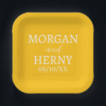 SIMPLE STYLISH MODERN CLASSIC WEDDING NAME PAPER PLATE<br><div class="desc">CUSTOMIZED NAME STYLISH MODERN ELEGANT WEDDING COLOUR PAPER PLATES.</div>