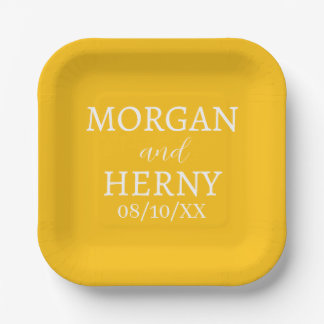 SIMPLE STYLISH MODERN CLASSIC WEDDING NAME PAPER PLATE
