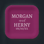 SIMPLE STYLISH MODERN CLASSIC WEDDING NAME PAPER PLATE<br><div class="desc">CUSTOMIZED NAME STYLISH MODERN ELEGANT WEDDING COLOUR PAPER PLATES.</div>