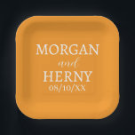 SIMPLE STYLISH MODERN CLASSIC WEDDING NAME PAPER PLATE<br><div class="desc">CUSTOMIZED NAME STYLISH MODERN ELEGANT WEDDING COLOUR PAPER PLATES.</div>