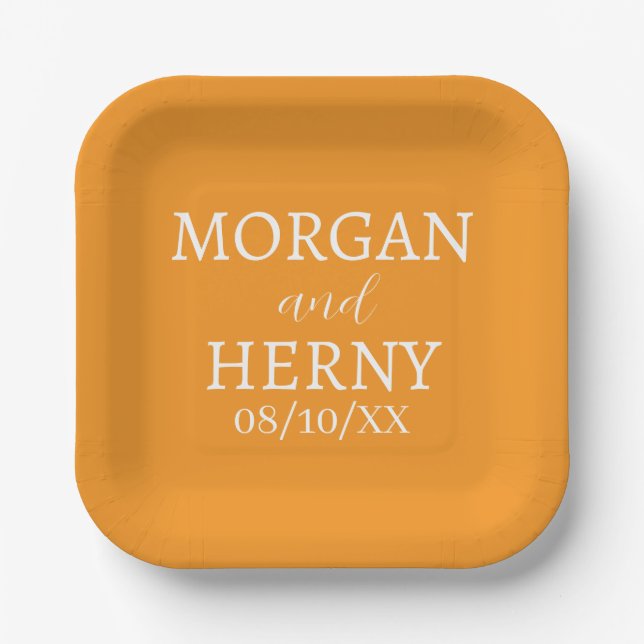 SIMPLE STYLISH MODERN CLASSIC WEDDING NAME PAPER PLATE (Front)