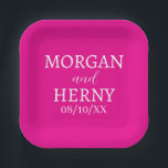 SIMPLE STYLISH MODERN CLASSIC WEDDING NAME PAPER PLATE<br><div class="desc">CUSTOMIZED NAME STYLISH MODERN ELEGANT WEDDING COLOUR PAPER PLATES.</div>