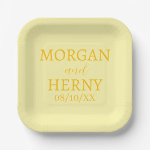 SIMPLE STYLISH MODERN CLASSIC WEDDING NAME PAPER PLATE