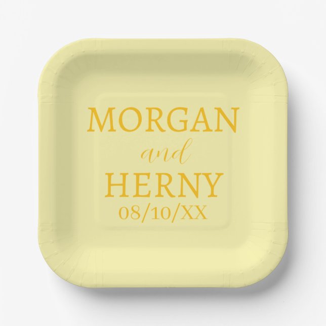SIMPLE STYLISH MODERN CLASSIC WEDDING NAME PAPER PLATE (Front)