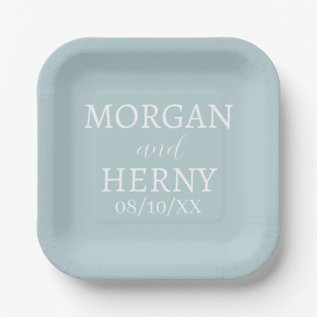SIMPLE STYLISH MODERN CLASSIC WEDDING NAME PAPER PLATE (Front)