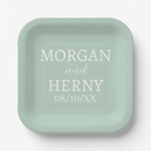 SIMPLE STYLISH MODERN CLASSIC WEDDING NAME PAPER PLATE