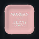 SIMPLE STYLISH MODERN CLASSIC WEDDING NAME PAPER PLATE<br><div class="desc">CUSTOMIZED NAME STYLISH MODERN ELEGANT WEDDING COLOUR PAPER PLATES.</div>