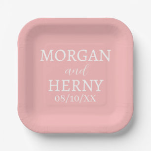 SIMPLE STYLISH MODERN CLASSIC WEDDING NAME PAPER PLATE