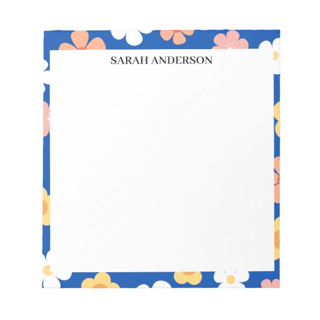 SIMPLE STYLISH MODERN CUSTOM NAME FLOWER ABSTRACT NOTEPAD (Front)