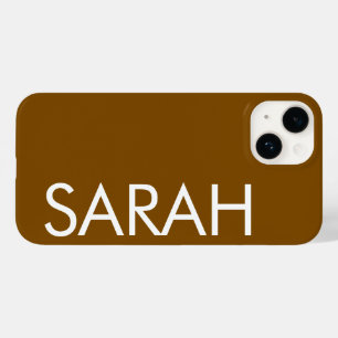 Simple Stylish Modern Customised Name Brown Colour Case-Mate iPhone 14 Case