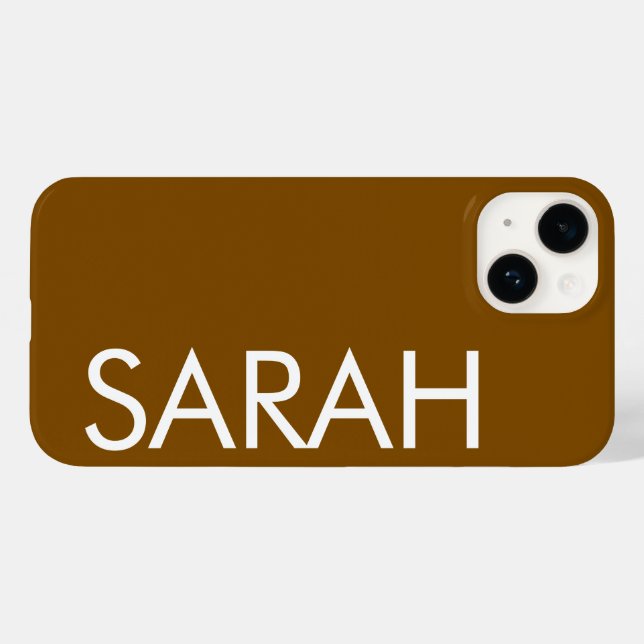 Simple Stylish Modern Customised Name Brown Colour Case-Mate iPhone Case (Back (Horizontal))