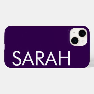 Simple Stylish Modern Customised Name Dark Purple Case-Mate iPhone 14 Case