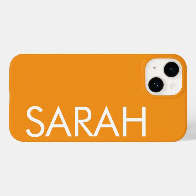 Simple Stylish Modern Customised Name Orange Colou Case-Mate iPhone Case (Back (Horizontal))