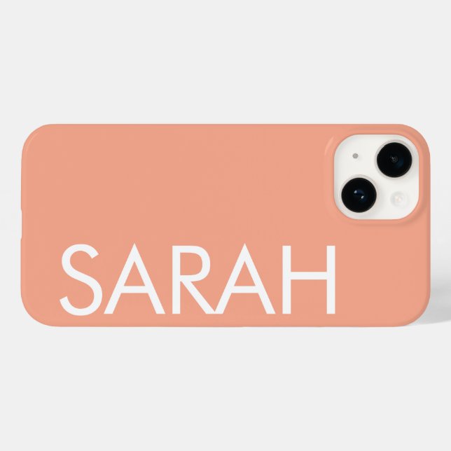 Simple Stylish Modern Customised Name PEACH  Case-Mate iPhone Case (Back (Horizontal))