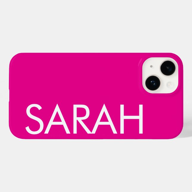 Simple Stylish Modern Customised Name Pink Colour  Case-Mate iPhone Case (Back (Horizontal))