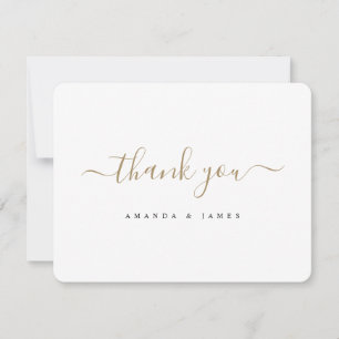 Simple Stylish Modern Gold Typography Wedding Thank You Card