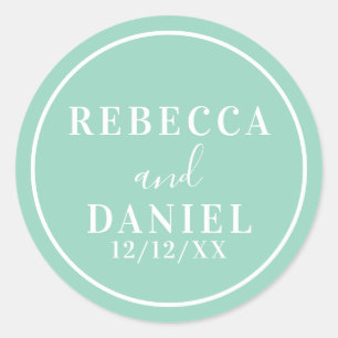 Simple Stylish Modern Minimal Monogram Wedding  Classic Round Sticker