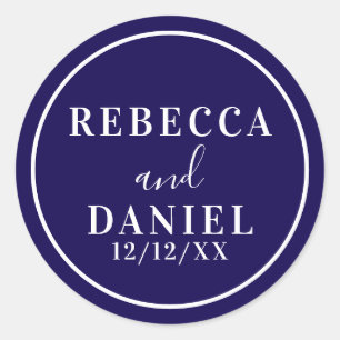 Simple Stylish Modern Minimal Monogram Wedding Classic Round Sticker