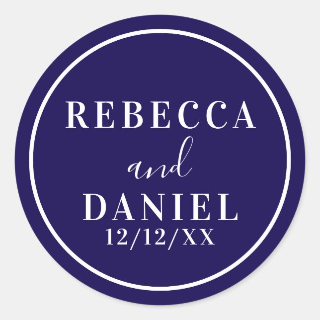 Simple Stylish Modern Minimal Monogram Wedding  Classic Round Sticker (Front)