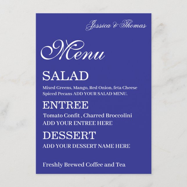 Simple Stylish Modern Minimalist Script Wedding Menu (Front)