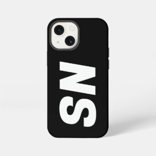 Simple Stylish Modern Name Minimal Monogram Black  iPhone 13 Mini Case