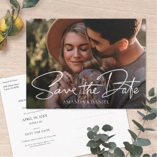 Simple Stylish Modern Personalised Photo Wedding Invitation Postcard