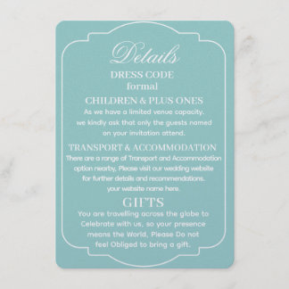 SIMPLE STYLISH MODERN PERSONALIZED WEDDING DETAILS ENCLOSURE CARD