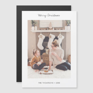 Simple Stylish Modern Photo Christmas Card Magnet