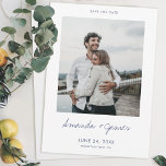 Simple Stylish Modern Photo Wedding Save the Date<br><div class="desc">This simple, stylish modern photo wedding save the date flat card template features your names in a lively handwriting script beneath your photo. It looks great with either sharp or rounded corners, try both looks in editing mode to see which grabs you! The default colour for the text on both...</div>