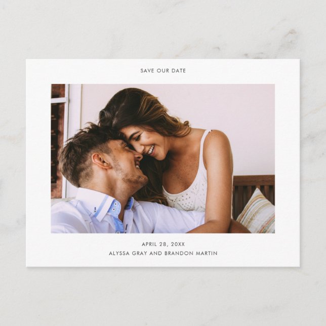 Simple Stylish Modern Photo Wedding Save the Date Announcement Postcard (Front)
