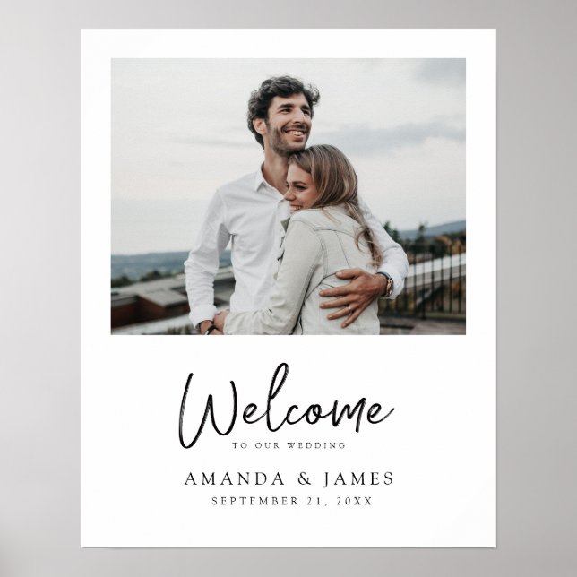 Simple Stylish Modern Photo Wedding Welcome Poster (Front)